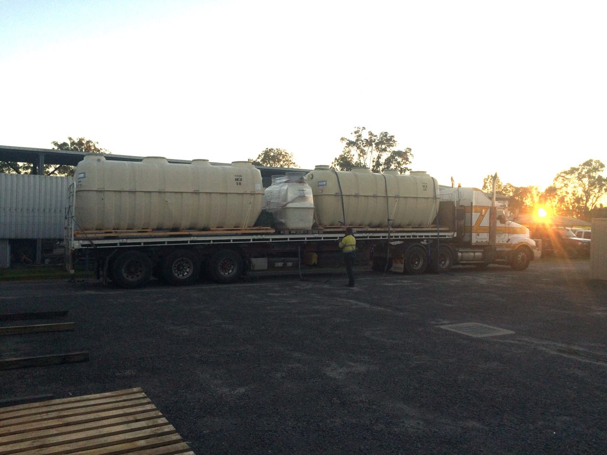 Dunduduburra sewage treatment plant components being delivered to site on Fraser Island