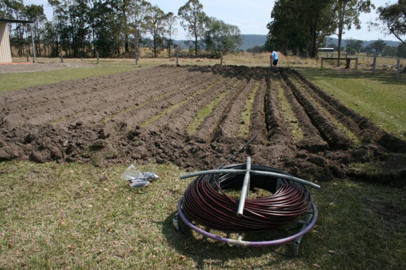 Sub surface irrigation installation in progress