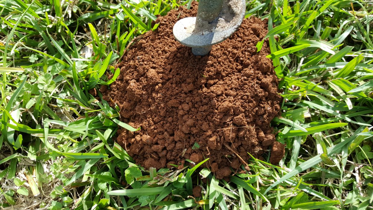 Soil is collected from the site to assess the properties suitability for different methods of dispersal of treated water.