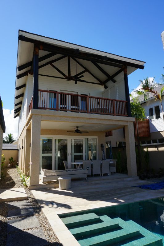 The luxury beachfront villas also feature a private pool.