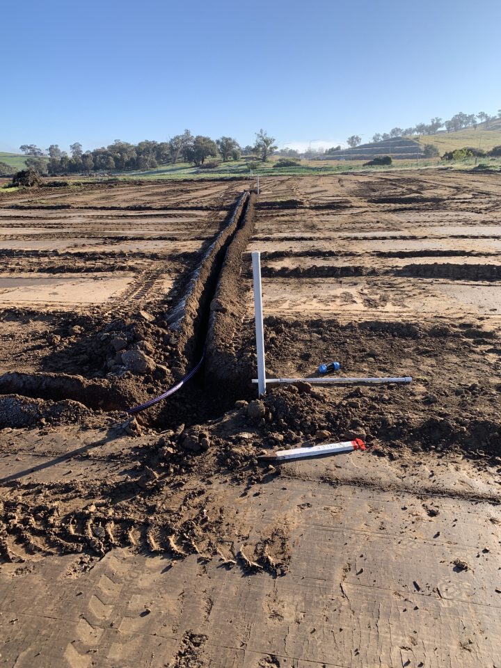 At the Coolac Service Station, a combination of subsurface drip irrigation and surface spray irrigation is the chosen method for dispersal of the treated water.