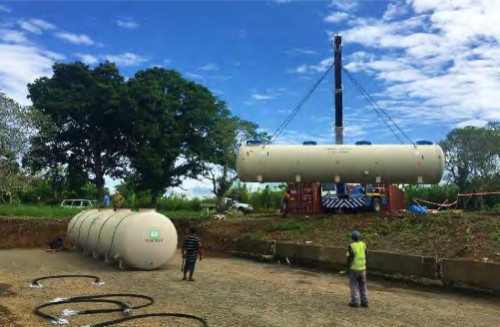 The ground for installation of the sewage treatment system in PNG was pre prepared to the specifications provided by True Water.