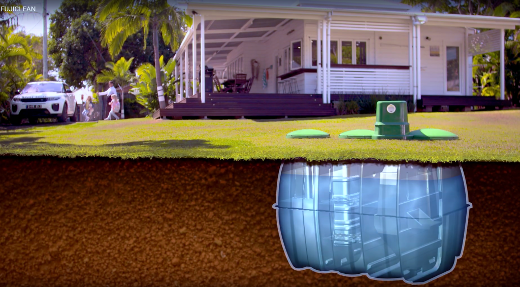 Home sewage treatment plants are installed below ground and work to treat houshold wastewater to an advanced secondary standard before dispersal to the environment.