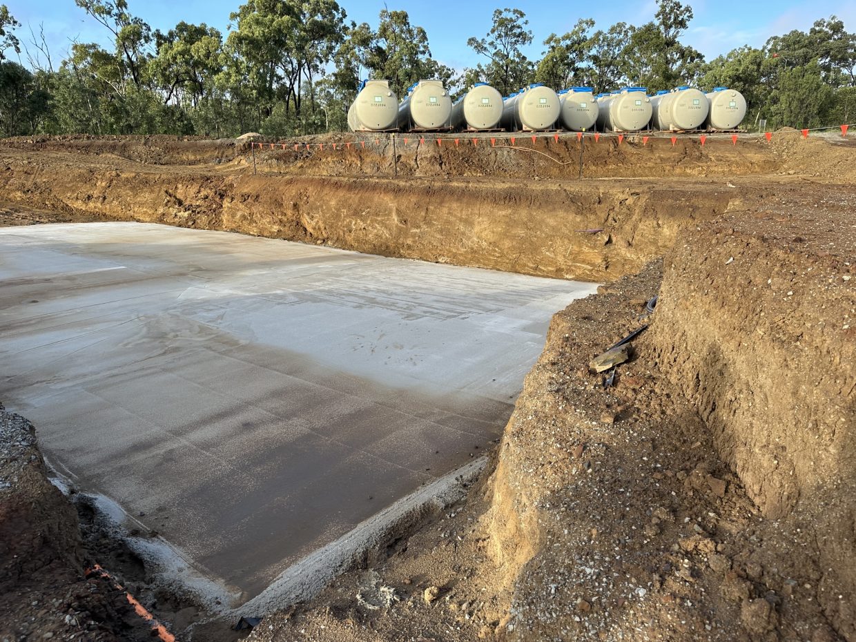 Excavation and slab prepared for the new WWTP at Hail Creek mine accommodation