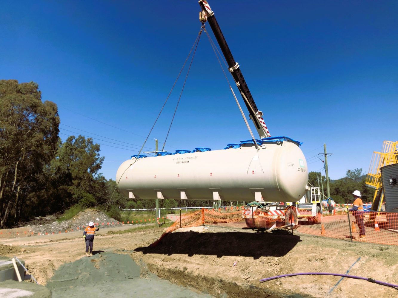 Delivery of Kubota manufactured sewage treatment plant to site for simple install.