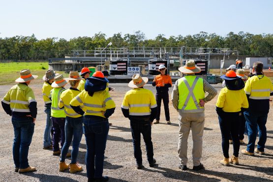 True Water's Jim Mahoney addresses the GRC Councillors at the site of the Yarwun Wastewater Treatment Plant upgrade.