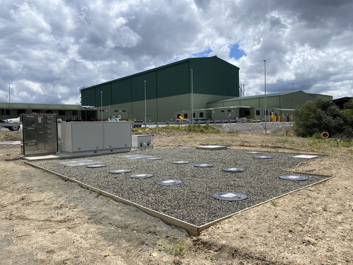 The completed sewage treatment plant compound is unobtrusive and simple to maintain with powder coated aluminium enclosures protecting any above ground infrastructure.