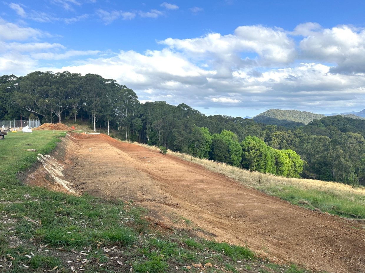 Terraced dispersal area after trench install