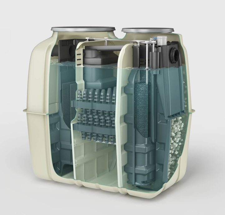Kubota KZII Cross-section diagram of advanced secondary home sewage treatment system