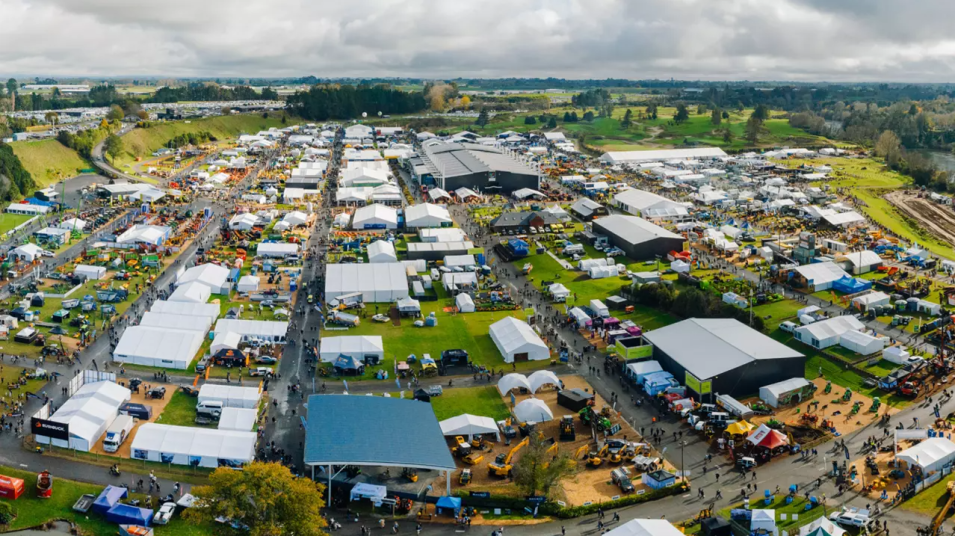 Aerial view of Fieldays in New Zealand where True Water is launching Kubota wastewater treatment products in 2026
